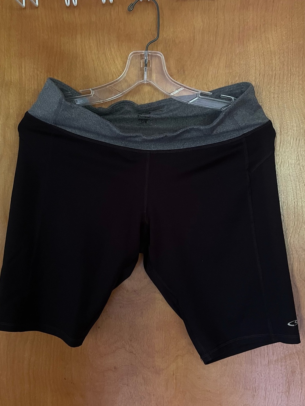 Champion Black Bike Shorts with Gray Waistband
